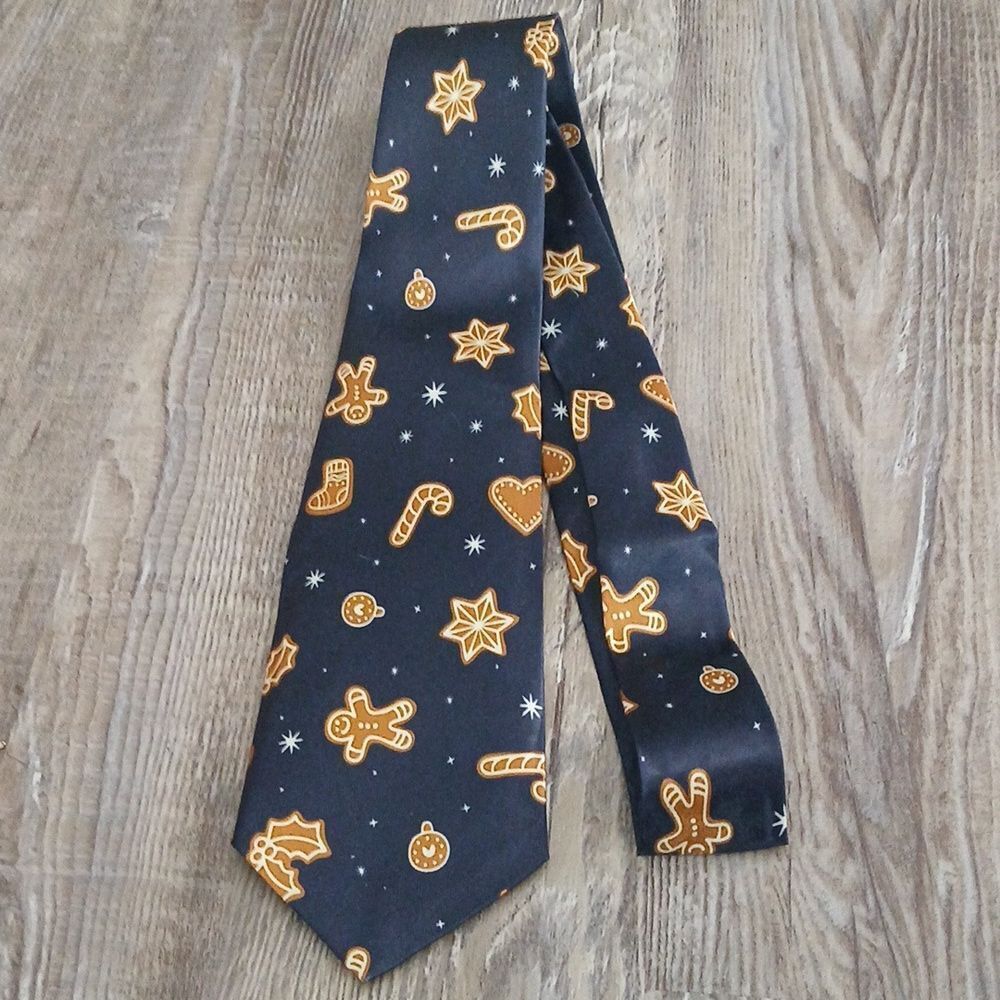 Christmas Necktie Christmas Party Fun Christmas Theme Print Tie NEW Gingerbread